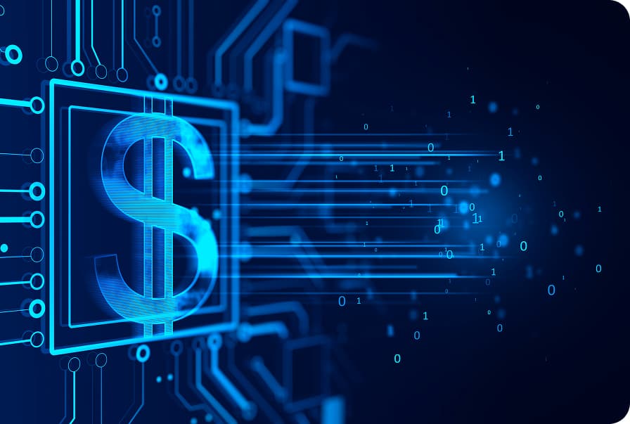 Digital Circuit Board with Dollar Sign